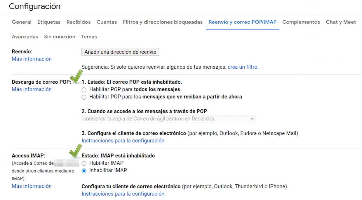 Consultar Gmail de la GSuite en Gmail personal. No somo capaces de dar de alta el correo electrónico del dominio para poderlo consultar y enviar correos desde el gmail personal. Los MX están en la DNS del dominio y este por si sólo envía correo y recibe perfectamente. Gracias por anticipado. Adjunto capturas de configuración y del error.