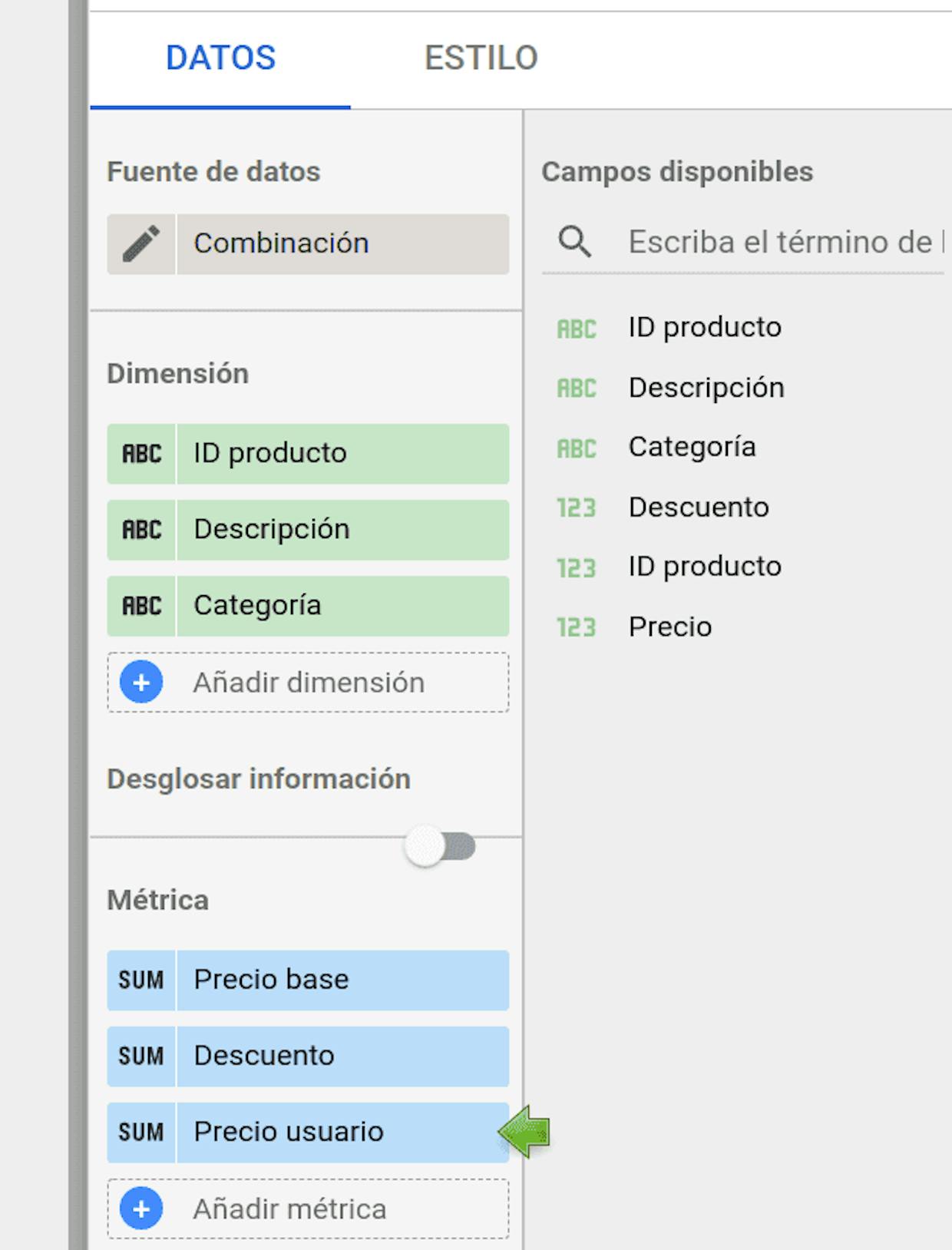 Campo que calcula el precio con descuento personalizado para el usuario