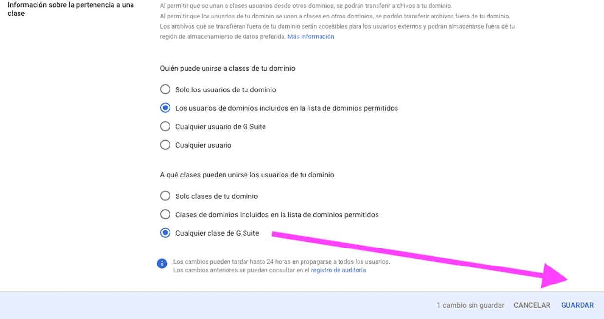 Transferencia de una clase. Buenas tardes, cuando intento establecerme como propietario de una clase al dominio XTEC, me dice: "no se puede transferir a causa de la configuración del dominio" . ¿Me podéis ayudar de cómo tengo que hacerlo en la consola? Muchas gracias