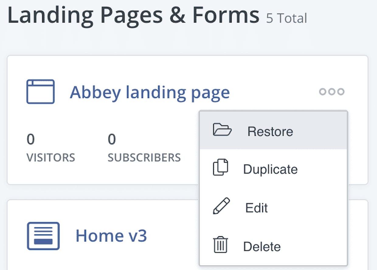 How do I retrieve a Landing Page I put in the archive?