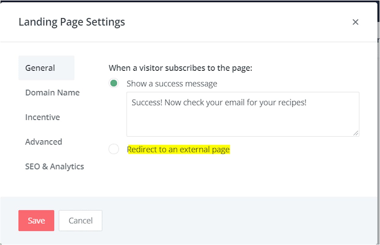 I've created a landing page and added a thank you page using convertkit. Question: Is there a way to create a different URL for convert-kit thank you page? It's for advertising purposes.