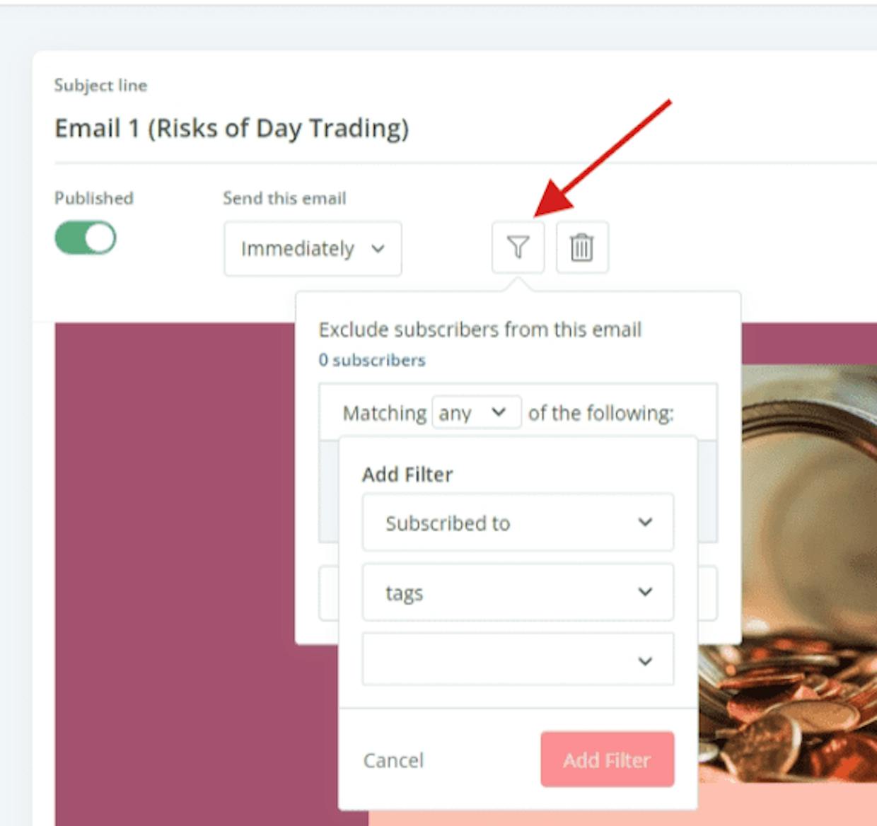 I'd like to have certain tagged subscribers skip the first email in my evergreen automated email sequence and continue onward. How do I do that?