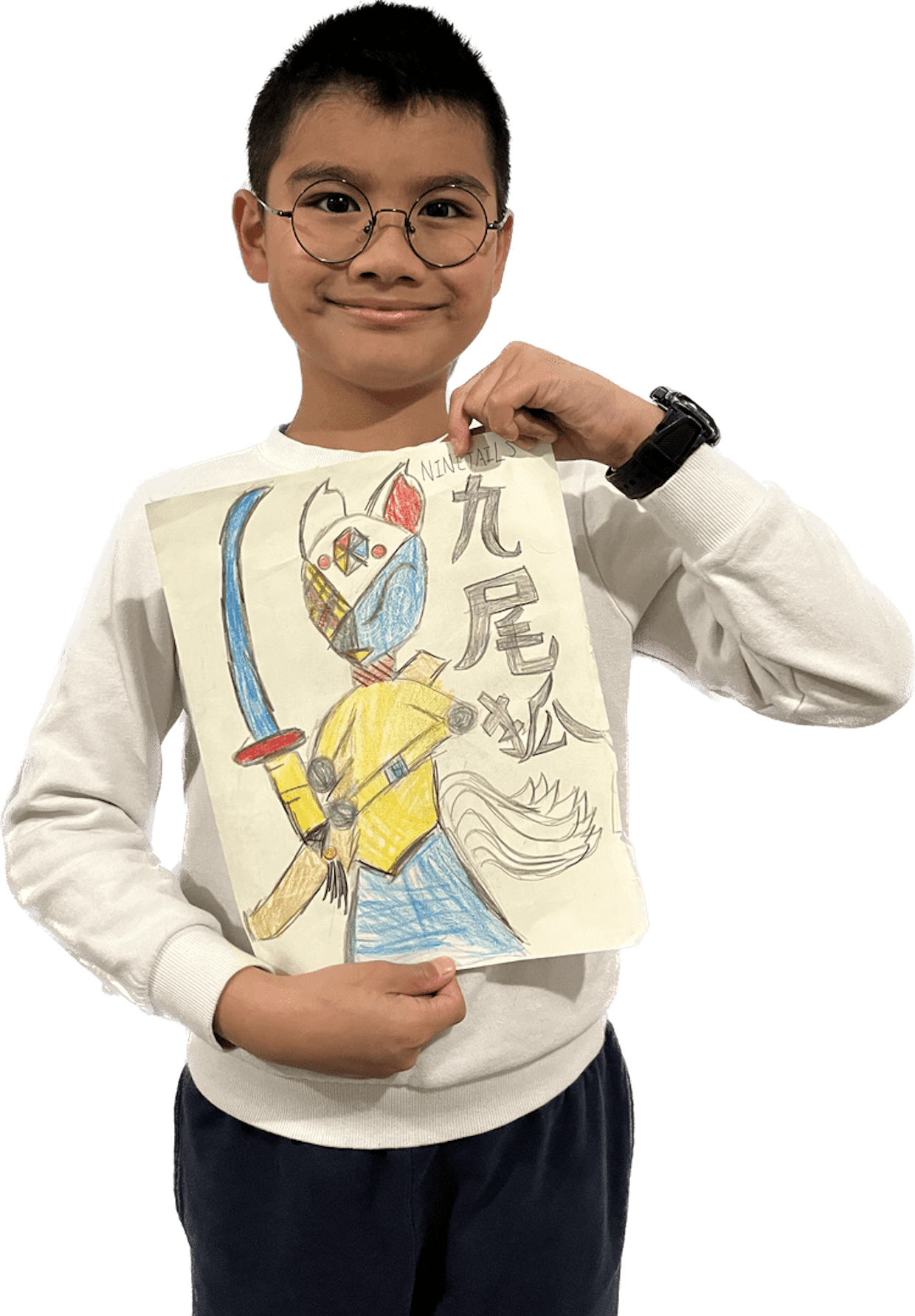 Jacob, 10-year-old boy, loves creates his own cool cartoon character. 