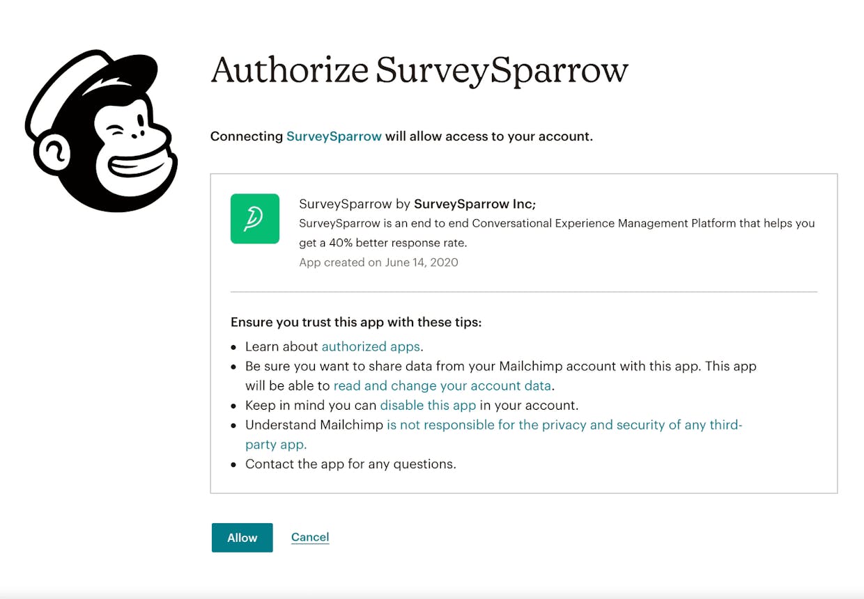 Allow access to your Mailchimp account