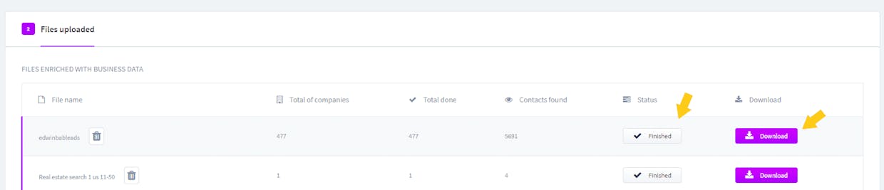 You can download your email contacts after the search is finished