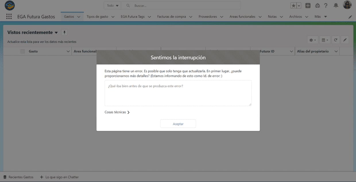 Qué significa un mensaje de error con la frase "Sentimos la interrupción"?