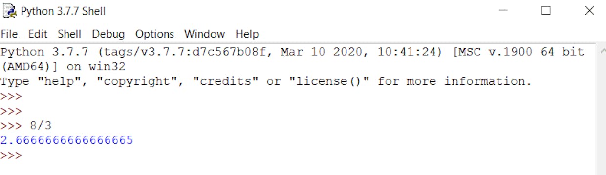 8/3 # Output: ? In python