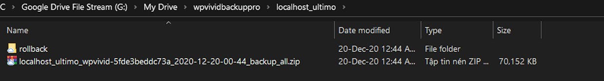 Chỉ có 1 file backup duy nhất.