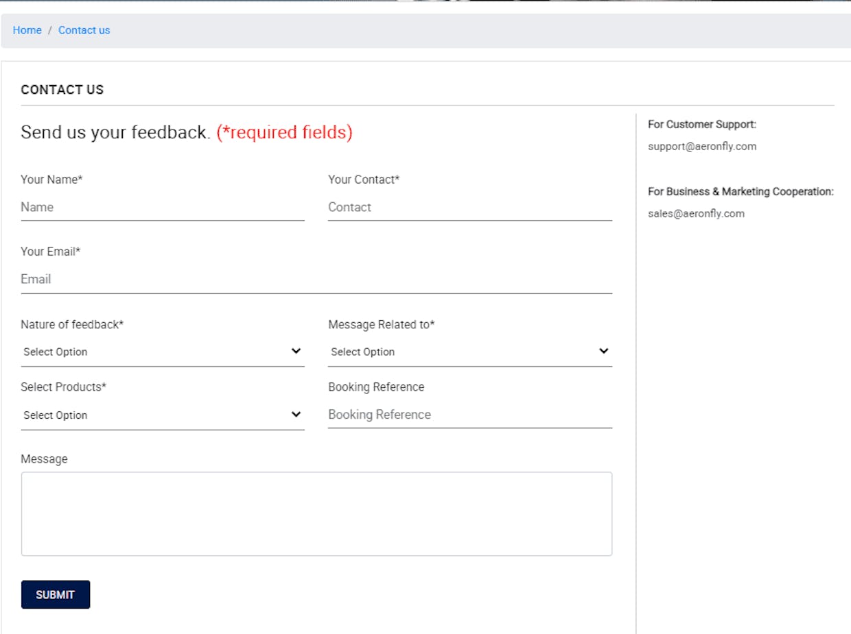 How can I contact AeronFly.com customer support for any queries or assistance with my flight booking?