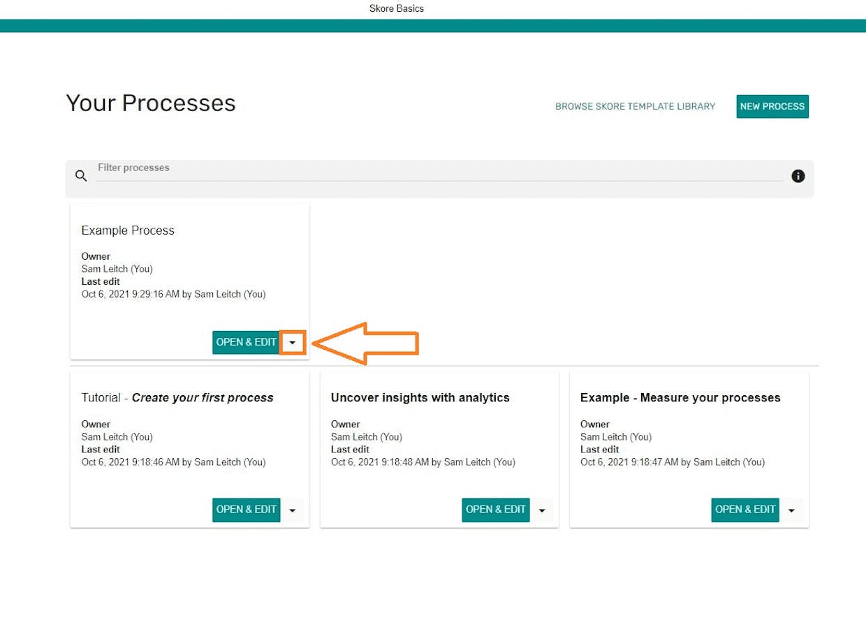 First access the 'Process Menu'