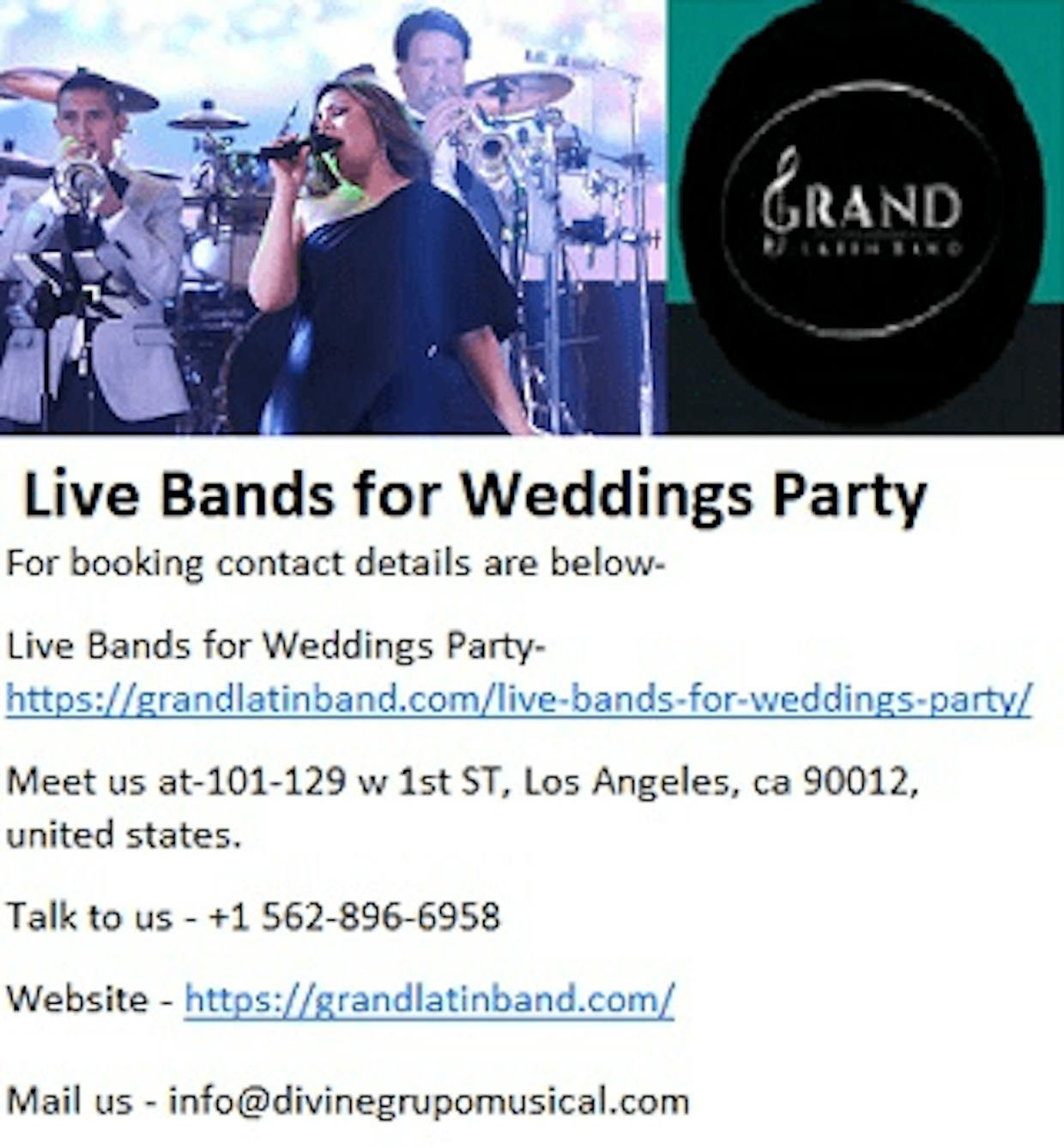 Grand Latin Live Bands for Weddings Party at best price ?