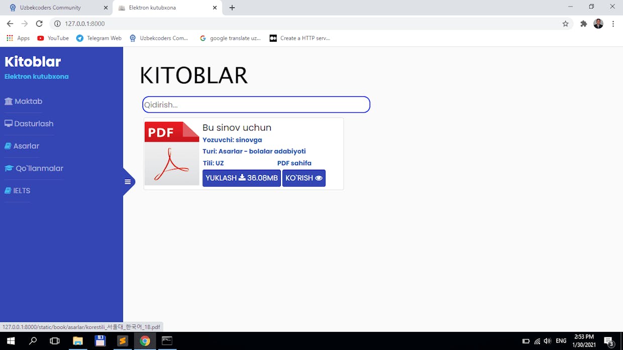 brouzerdagi ko'rinishi