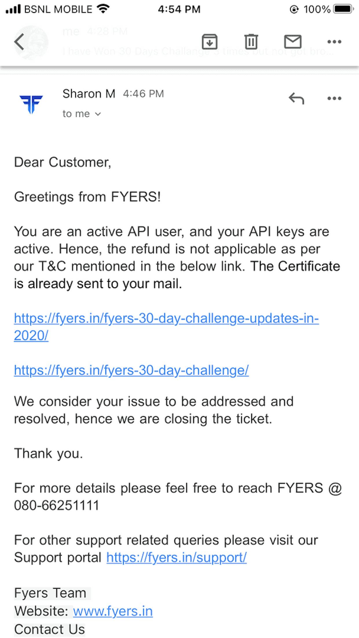 I was not active api user in dec 2020 when  i won 30 days challenge. They said active api user can’t get brokerage refund. never seen such t&c in my life.