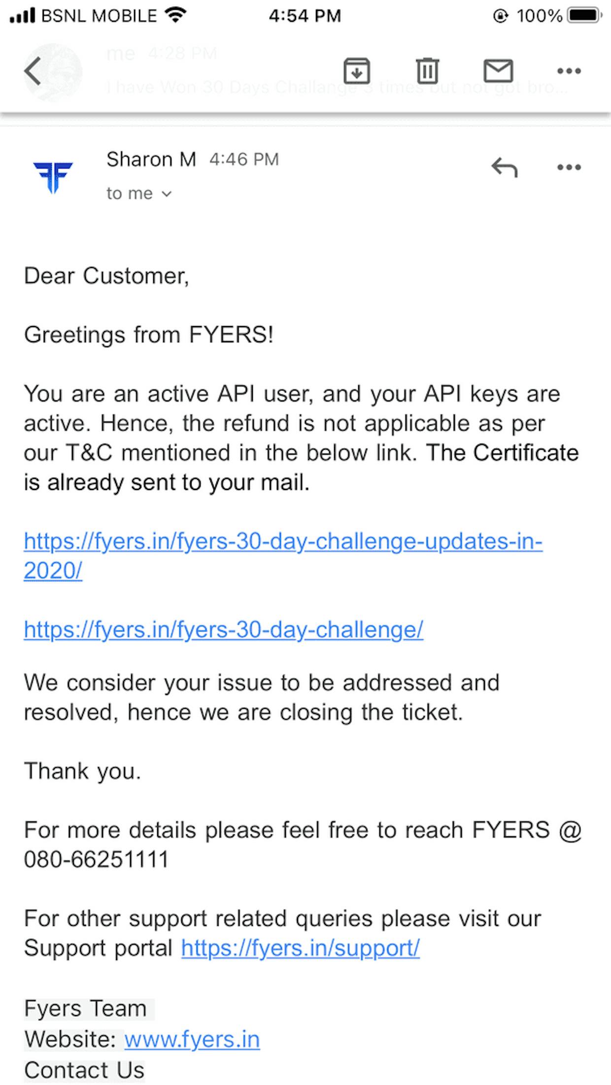I was not active api user in dec 2020 when i won 30 days challenge. They said active api user can’t get brokerage refund. never seen such t&c in my life.