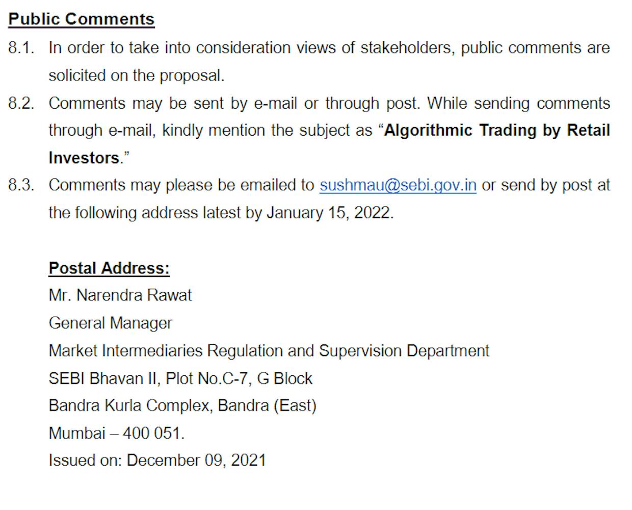 Write to SEBI if you want to give them your feedback about the proposed framework. 