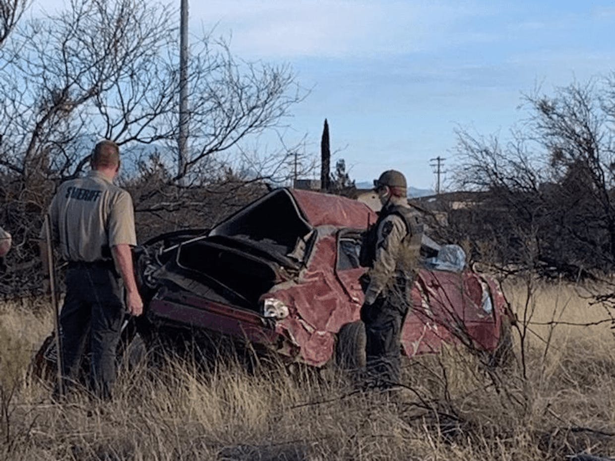 A rollover crash involving suspected smugglers resulted in several injuries on Sunday. Authorities are launching a campaign aimed at individuals who are coming to Cochise County intent on picking up undocumented migrants but often end up crashing or fleeing pursuit at high speed. CCSO photo