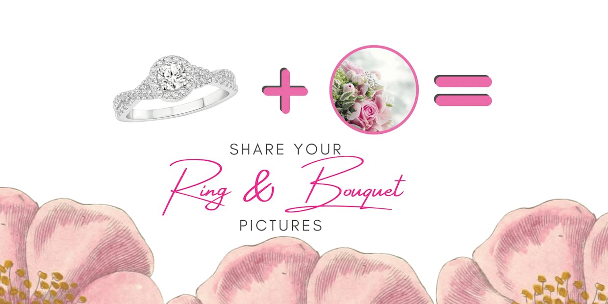 A white gold halo ring is the perfect companion for your bouquet.