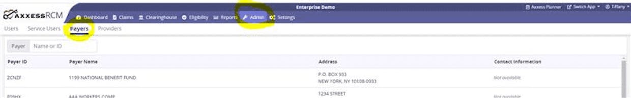 Where do I find Axxess payer ID codes?