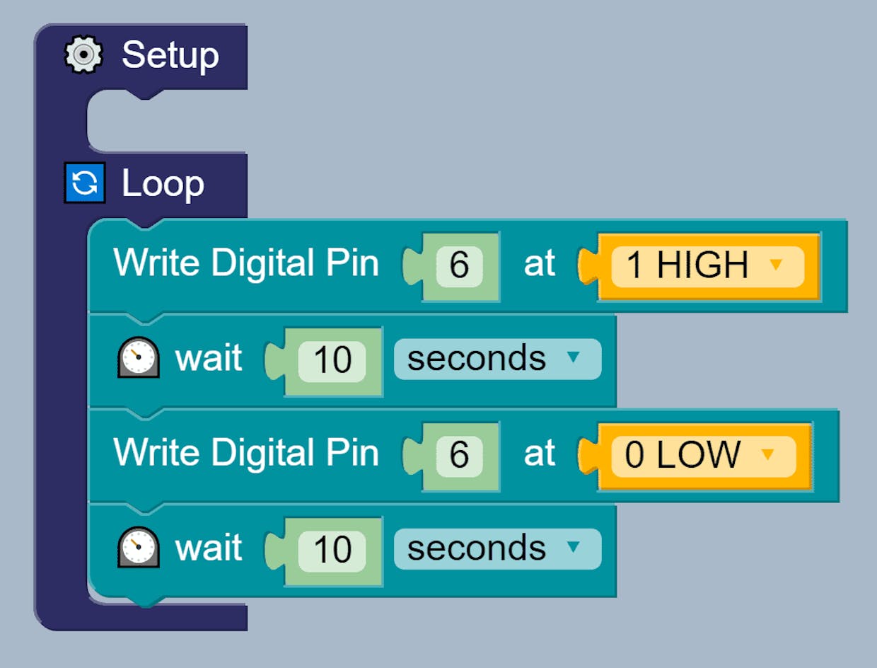 this code just turns on and off every 10 seconds