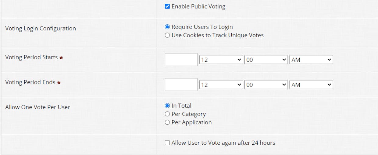 I saw that there's a public voting option where people can vote for their favorite submission. What are some suggestions and things to watch for when using this feature?