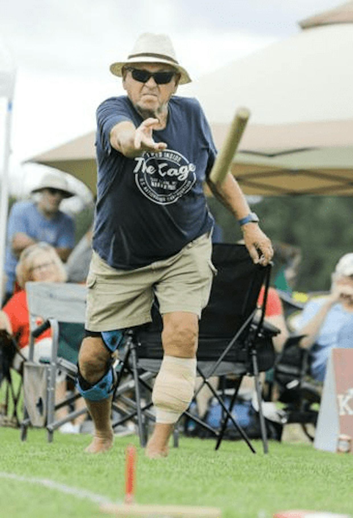 Dave Ellringer — a past national champ — competes at the U.S. National Kubb Championship in Eau Claire, Wisconsin, this month. His team finished third out of 128 teams.
