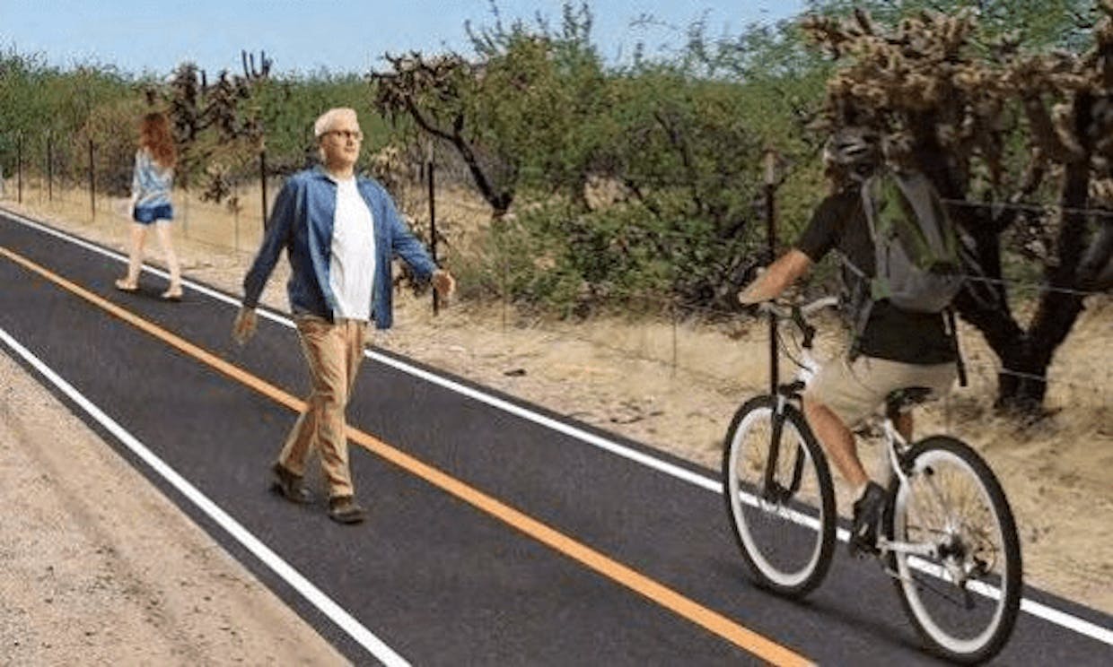 A rendering of the multi-use path the Town of Sahuarita will build along Pima Mine Road using federal grant money. (Pima Association of Governments)