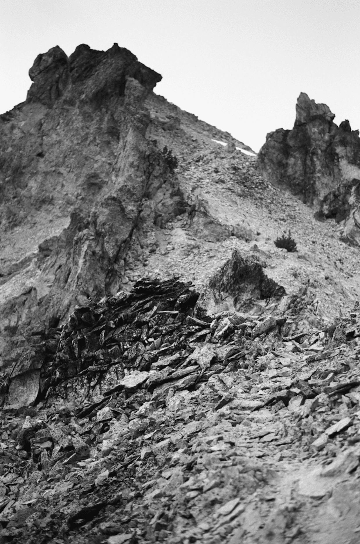 The rocky trail up to Mt. Daniel seen sitting between cliffsides below Mt. Daniel, July 21. The trail is well used but can be tricky to follow at times due to rocky terrain.
