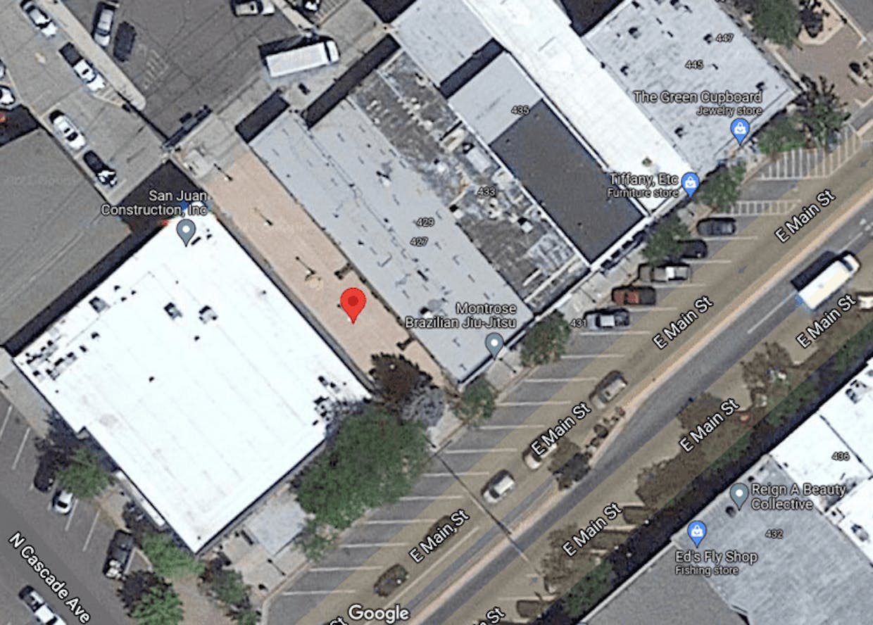 The pocket park would be renovated later next year, if the grant application is approved. The red pin marker shows the location of the park.