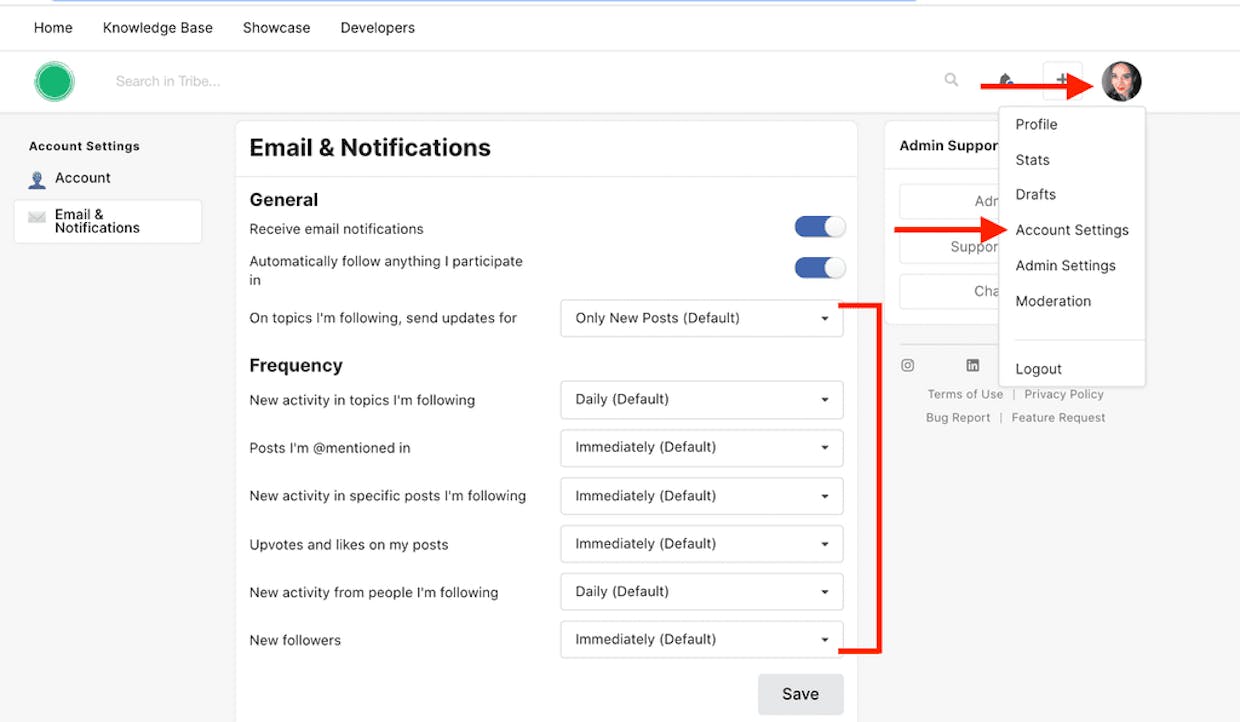 How do I set the default notification settings for everyone who joins?