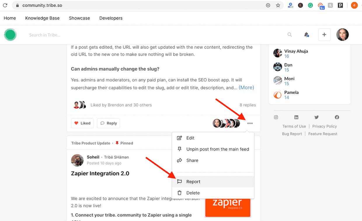 Could users report harassments or inappropriate posts?
