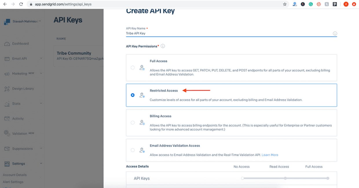 Create API Key with Restricted Access