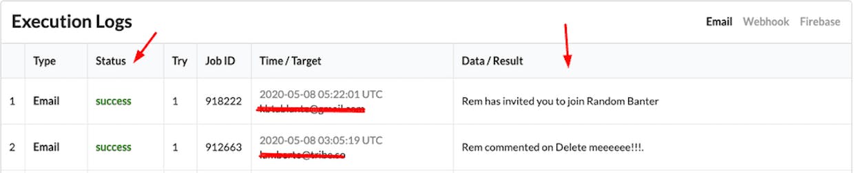 I'm not receiving some notification emails and invitation emails. Can we check in the app if the emails are being sent out?
