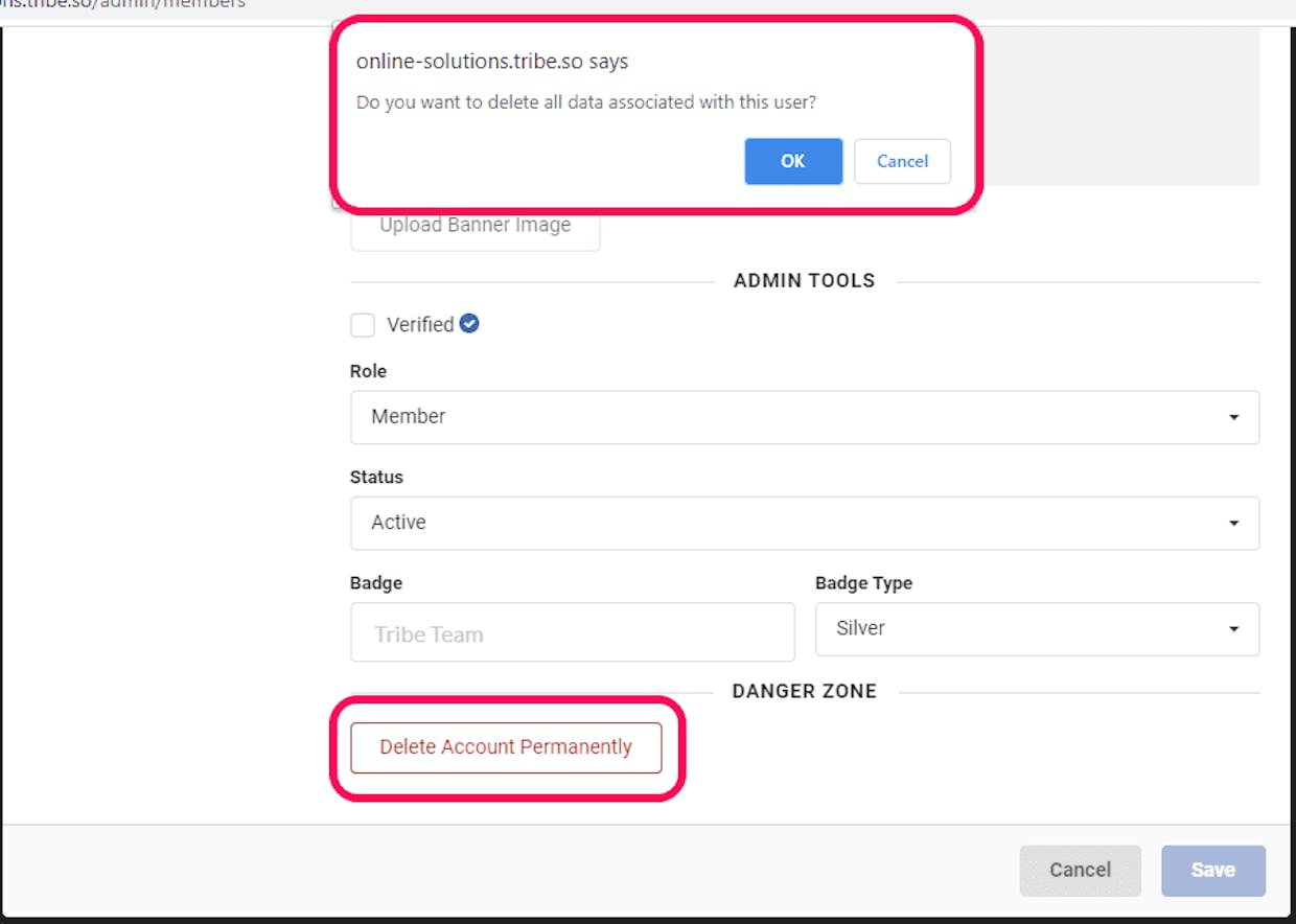 Is it possible to remove all content and data associated with a member when deleting this member permanently?