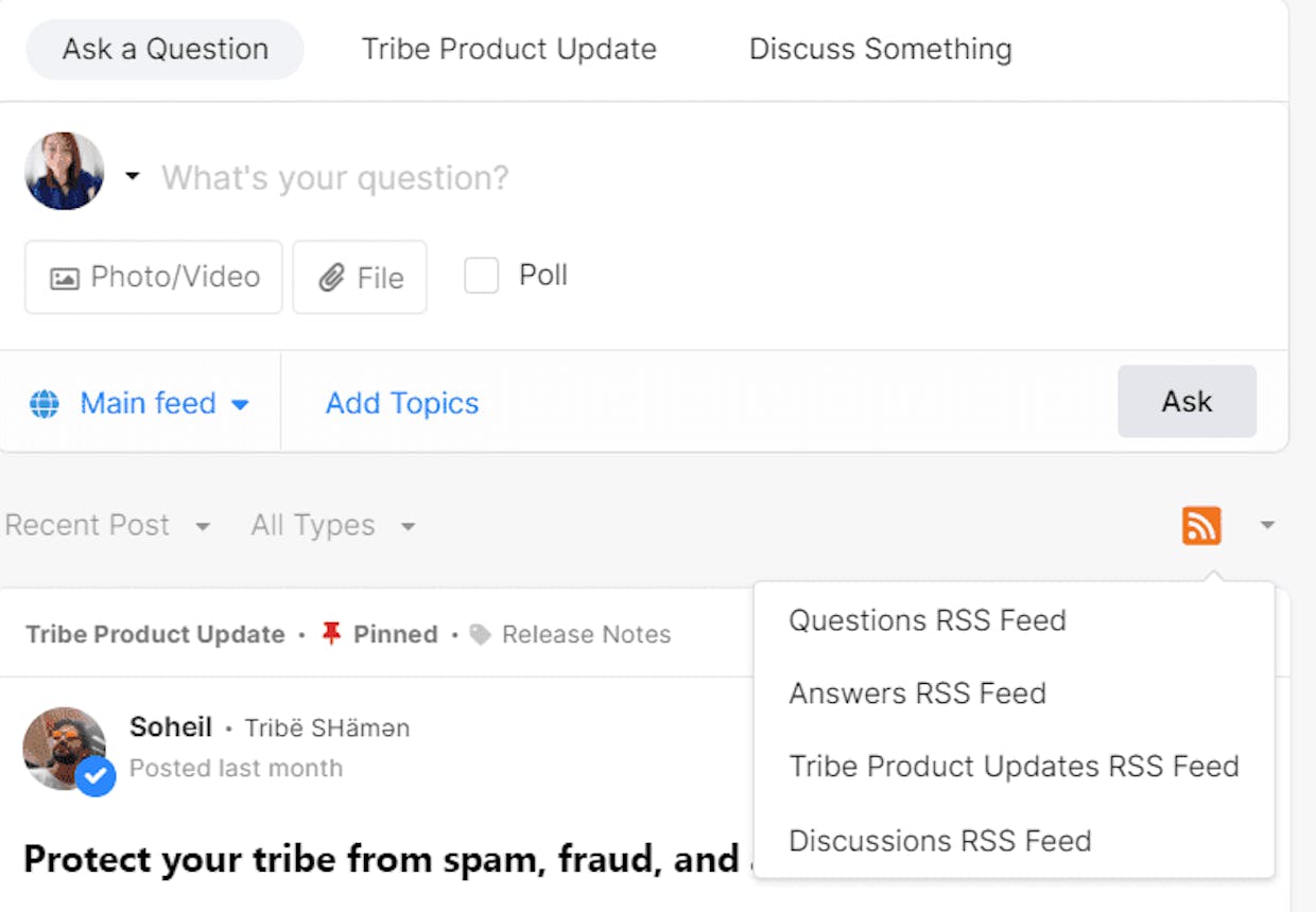 Do our communities automatically have an RSS feed link?