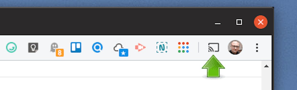 El icono de emisión, ya enclavado en la barra de Chrome.
