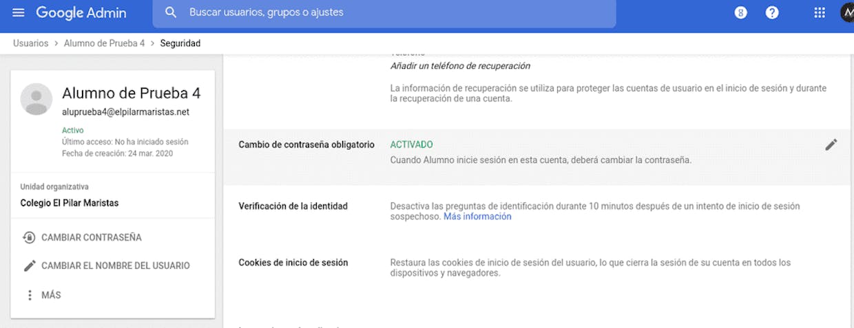 Obligar a cambiar contraseña al subir usuarios en bloque