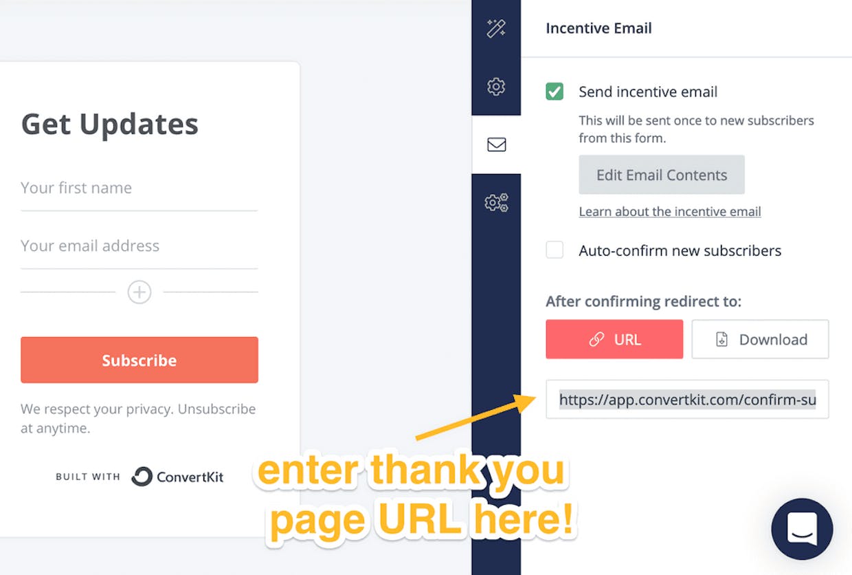 I'd like to send subscribers from my Landing Page to a thank you page AFTER they click on the button in the confirm email. In other words, I'd like the subscribe process to look like: Fill out LP, See success message, Receive confirm email, Click confirm button, Sent to thank you page. Is this possible? At the moment, I only see the option for the TY page after fill out the LP (where I want the success message). Or maybe by inputting the TY page URL, but I can't find what that is. Also, I'm using the free version.