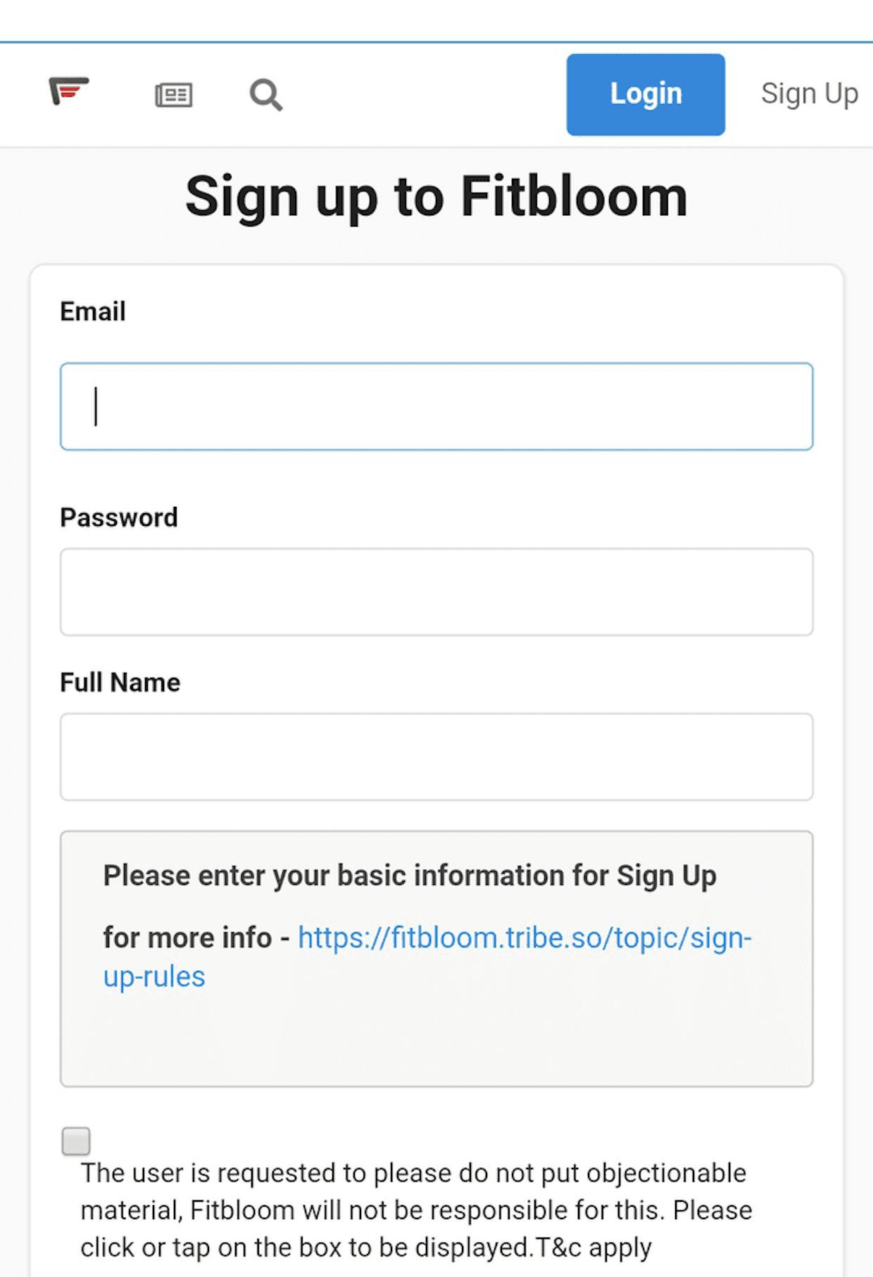 Sign up Fitbloom