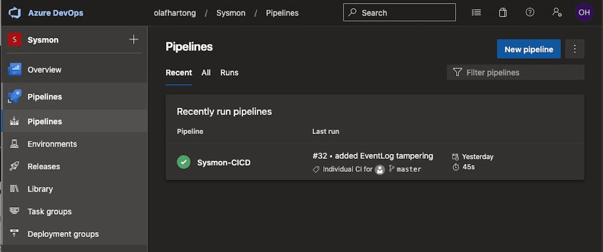 Using Azure Pipelines to validate my Sysmon configuration🗣digicat🎖@malwr