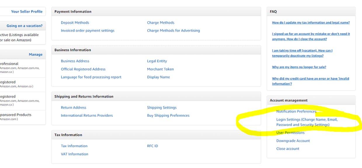 How do I update my email in Seller Central?