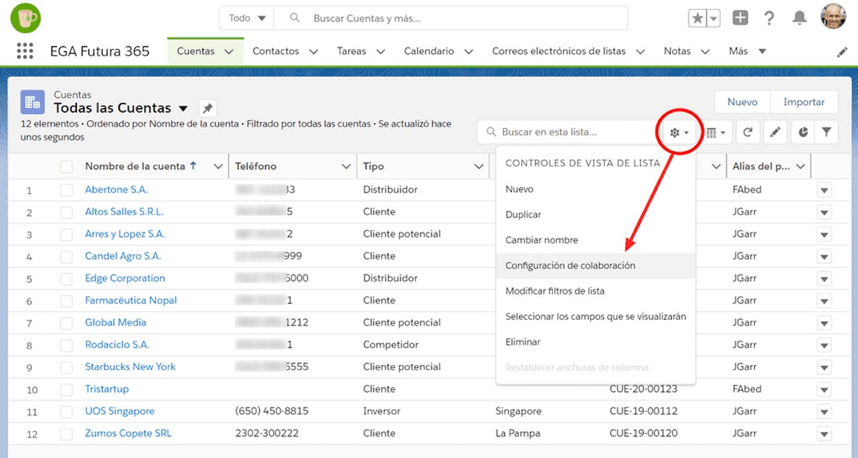 Como compartir una vista de lista en un grupo determinado de usuarios?