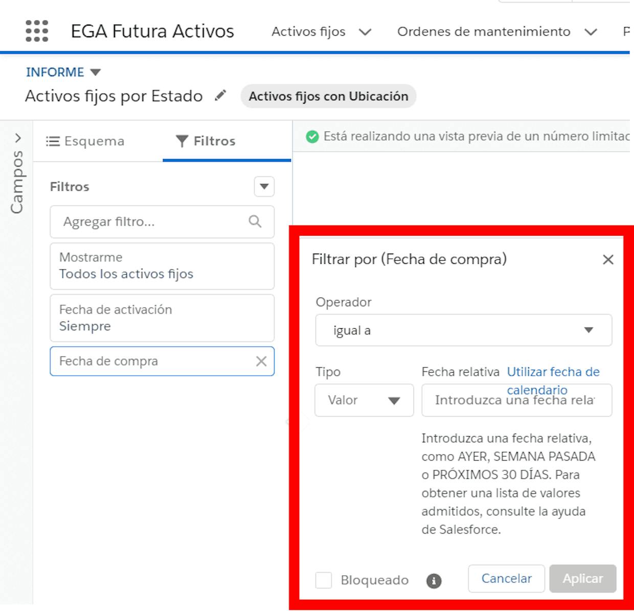 Es posible generar un informe que muestre siempre los datos de 48hs posteriores al día de hoy?