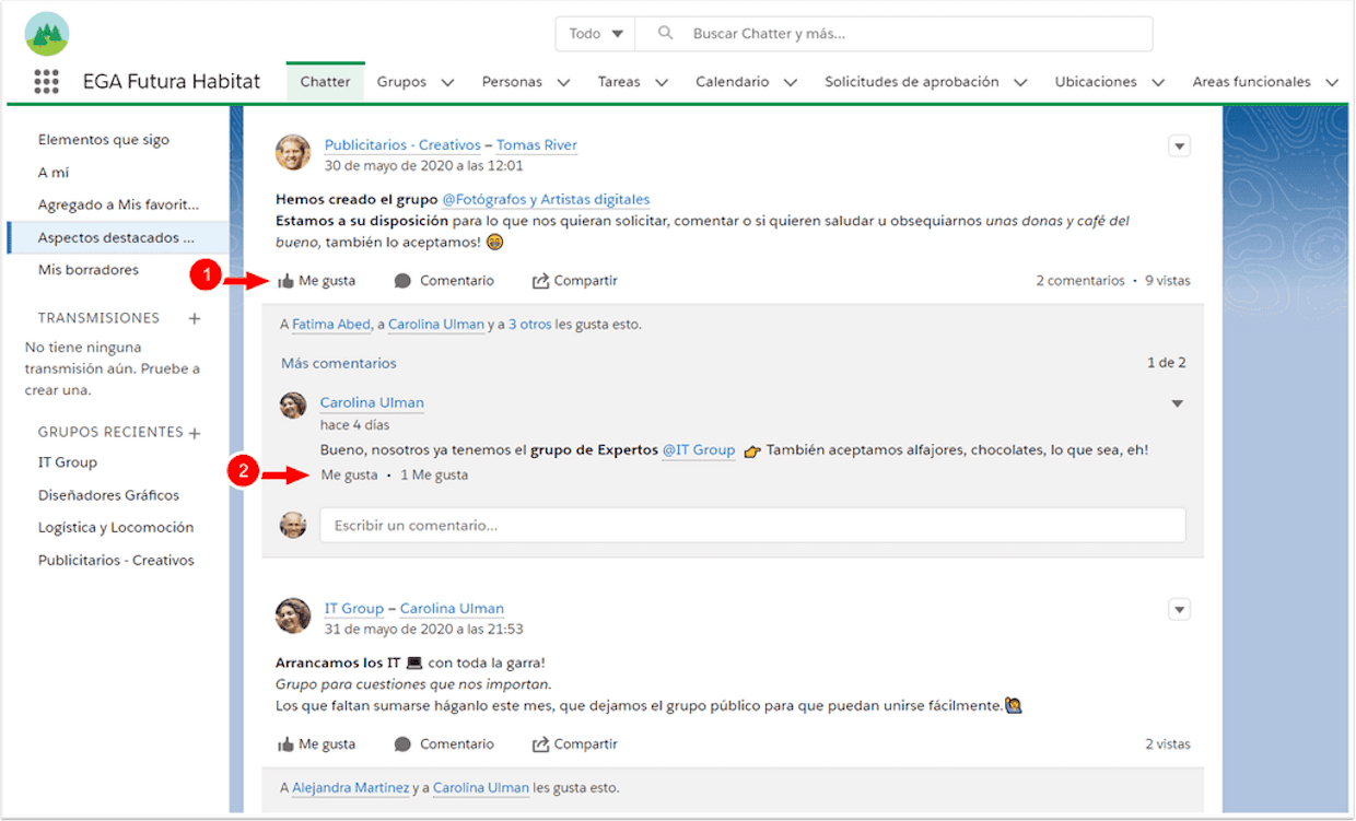 Para que sirve el Me gusta de las publicaciones de Chatter? Cual es su verdadera funcionalidad?