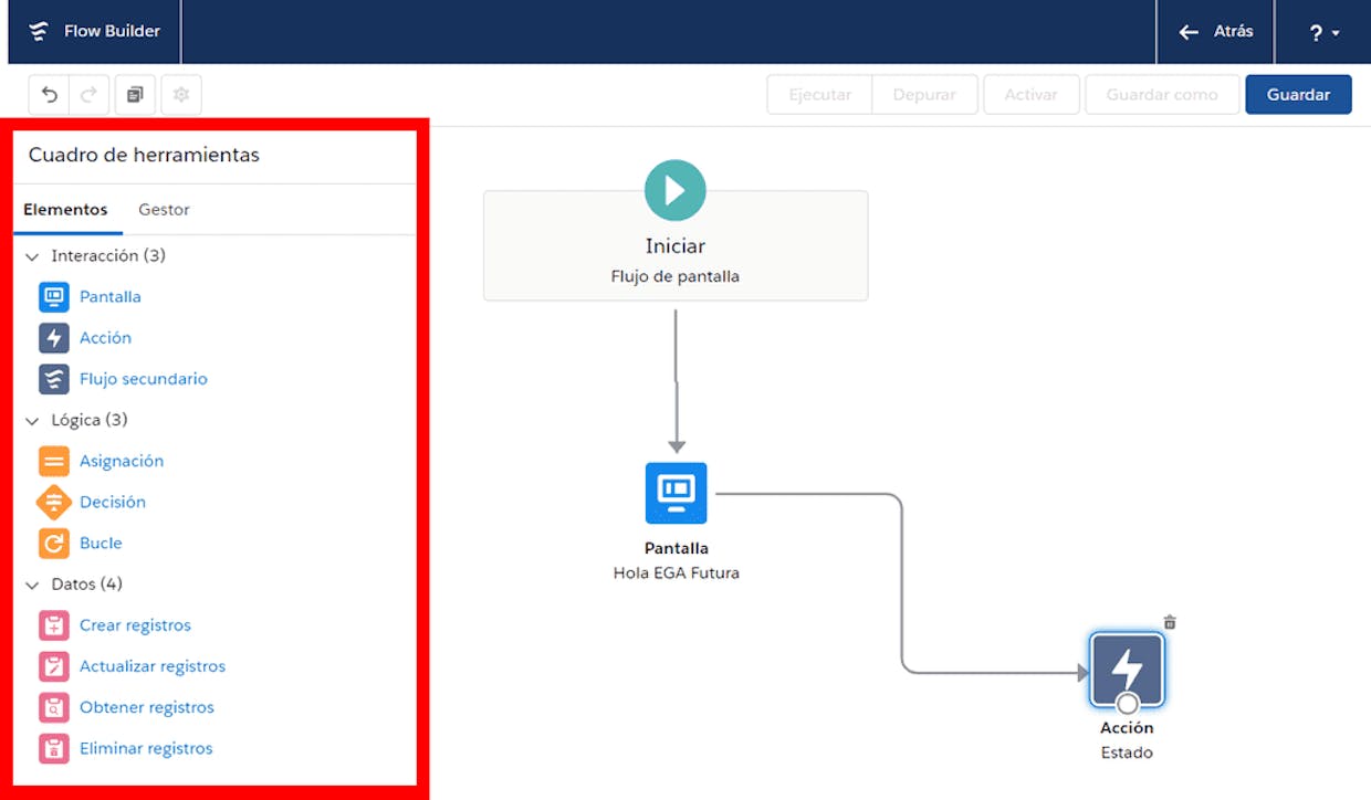 Flow Builder de EGA Futura