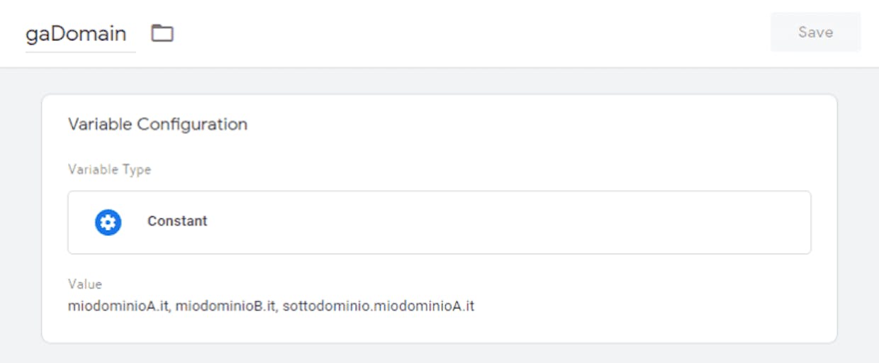 creare variabile costante in google tag manager