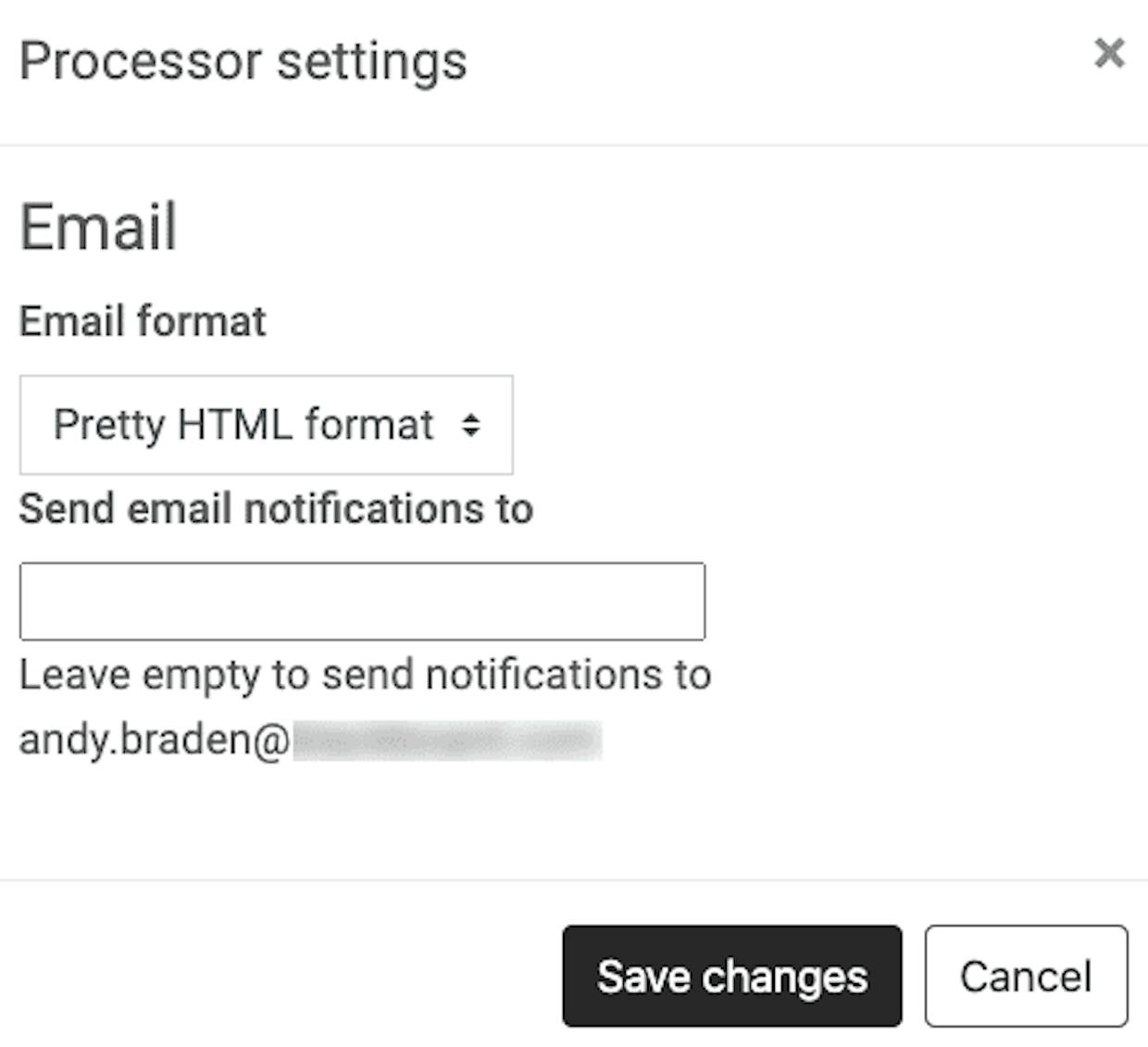 Screenshot of the alternate email preference setting.