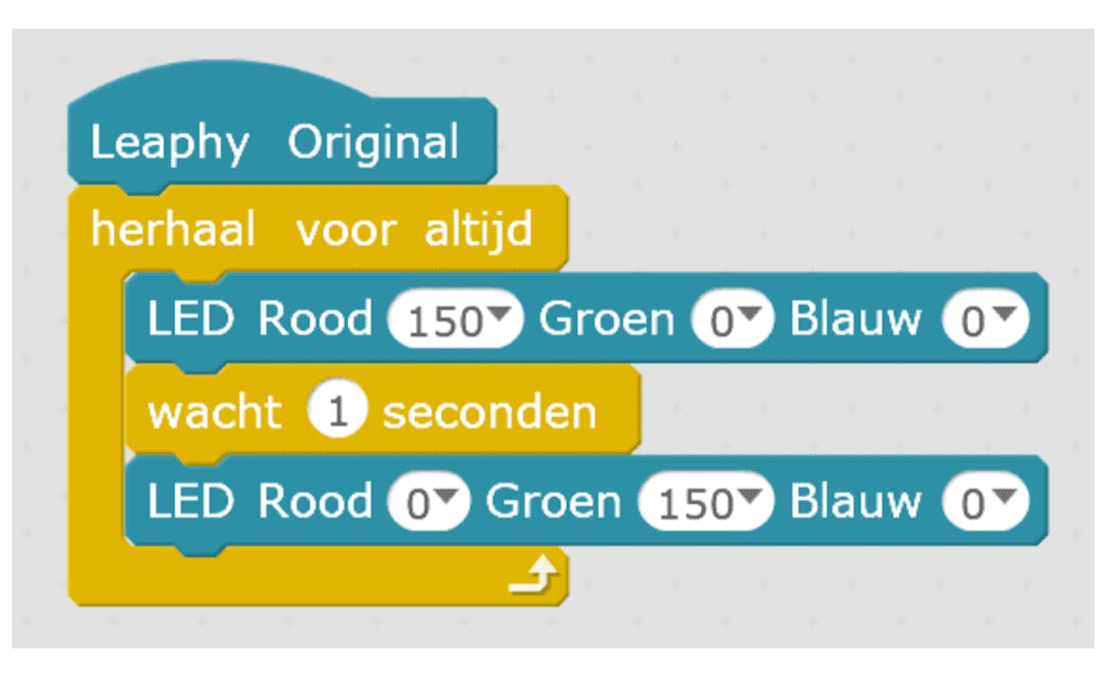 Zonder wachtblokje zie je het groene ledje niet branden.