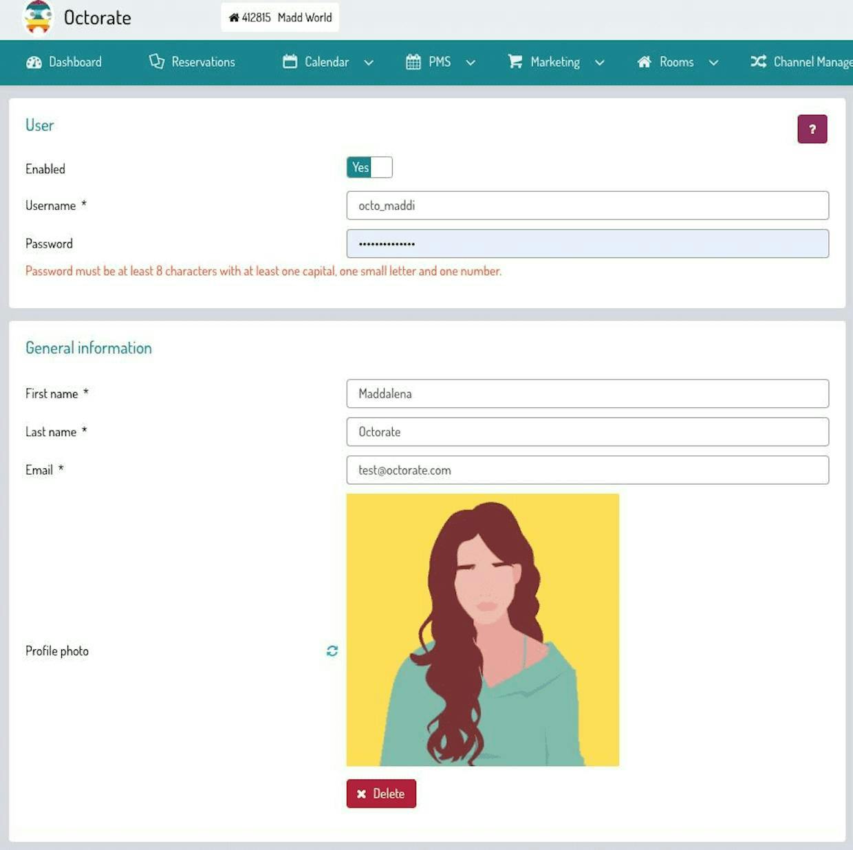 Necesitaría saber como poder otorgar acceso a nuestro servicio de limpieza en Octorate para ver toda la info del housekeeping y de las próximas reservas. Es posible?