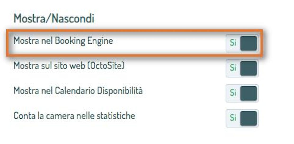voglio che una camera appaia solo sul booking engine e non sui portali, come si fa?