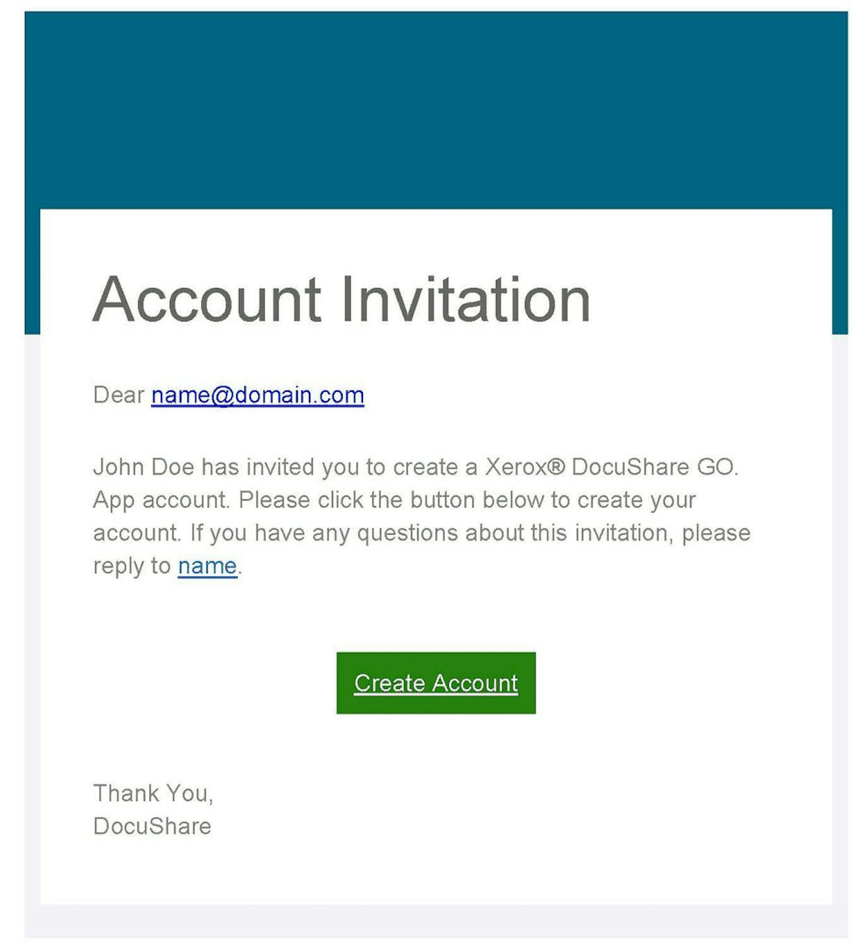 Email Notification: Account Invitation